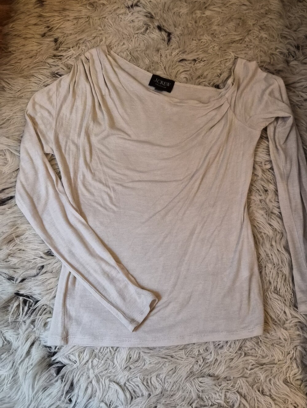 J. Crew Collection Beige Wool Blend Asymmetrical Long-Sleeve Sweater Top Size Sm
